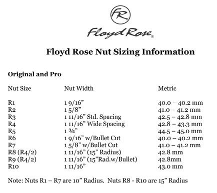 Floyd Rose Nut Size Chart