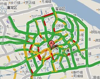 谷歌地图提供北京上海两地交通流量查询