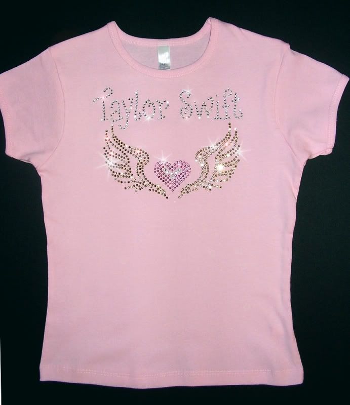 Taylor Swift Heart Shirt. TAYLOR SWIFT ~ RHINESTONE SHIRT. Girls#39; Short Sleeve Tee embellished with a