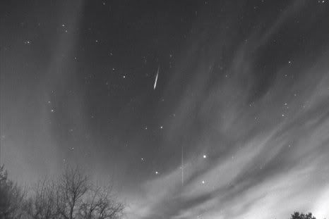 Photograph of a Geminid meteor trail