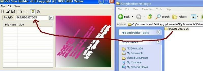 Then select all content in BASLUS-20370-05 folder and drag and drop the files to the PS2 Save Builder