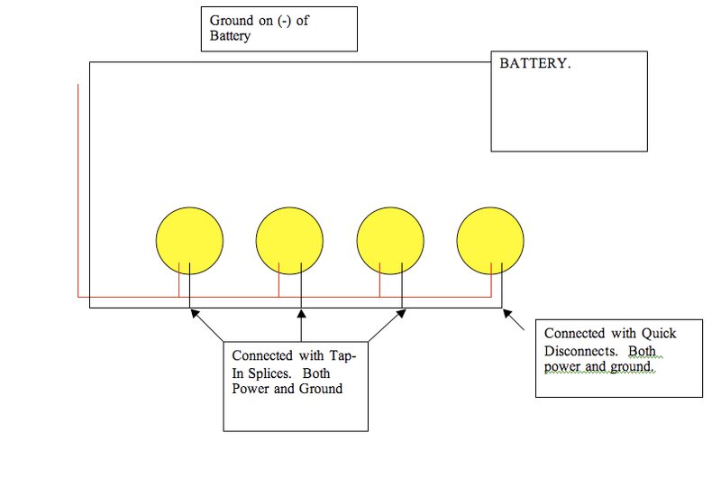 Wiring 4 Lights on the roof rack..Only 2 come on? HELP!! Jeep
