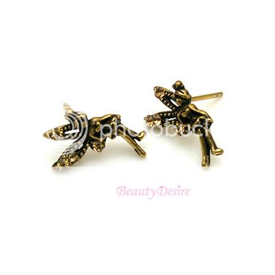 Mini Disney Tinkerbell Crystal Earring Copper Tone  