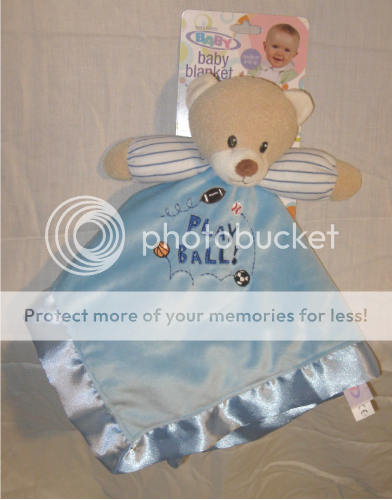 Boy Blue Mary Meyer Little MVP Baby Security Blanket Bear Lovey New on 